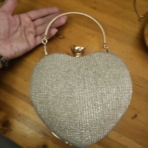 Gold Heart-Shaped Evening Clutch